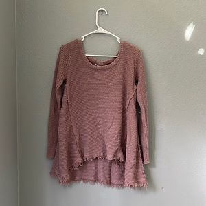 Kaisley, dust rose, asymmetrical sweater.